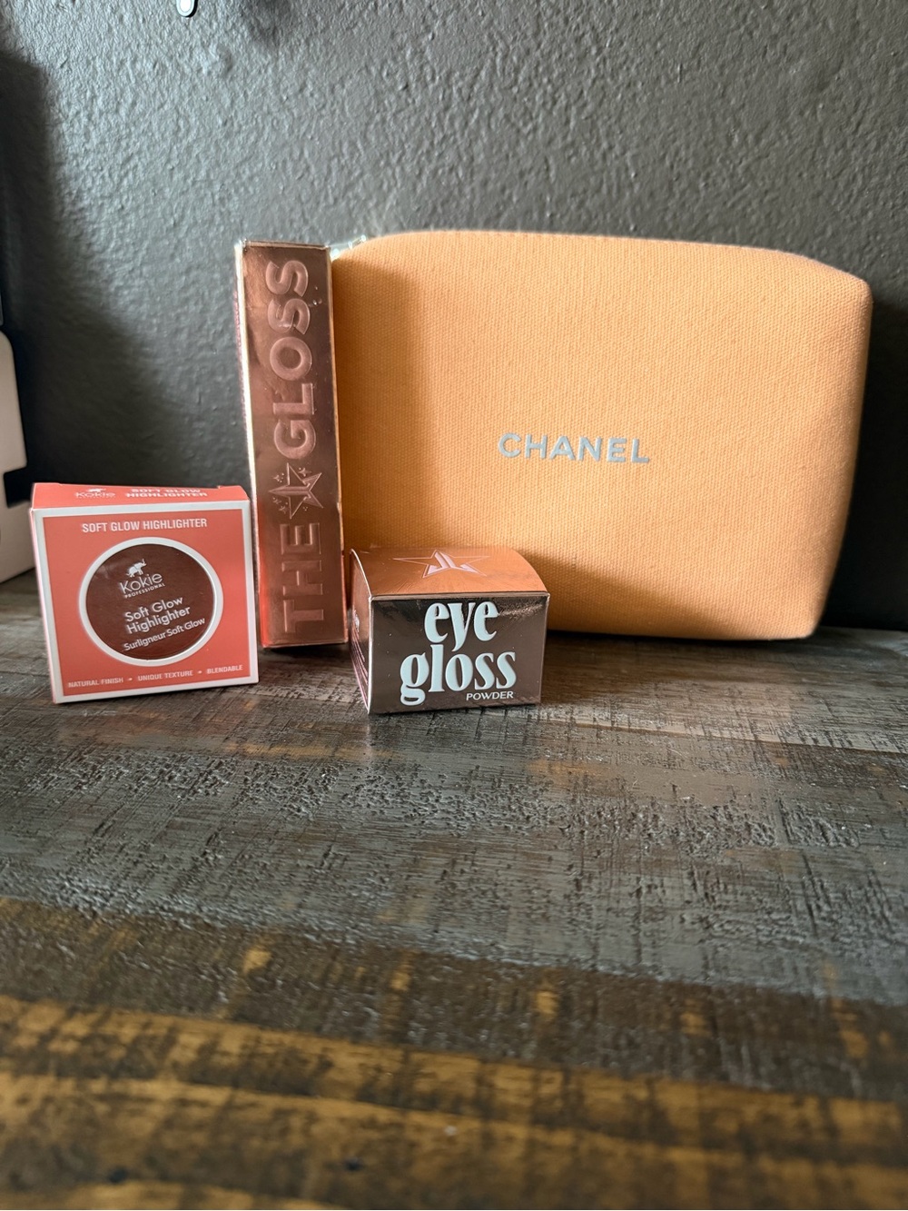 Chanel Peach Cosmetic Pouch with Makeup Set